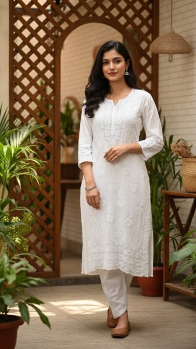 Haya Modal Heavy Kurti - White