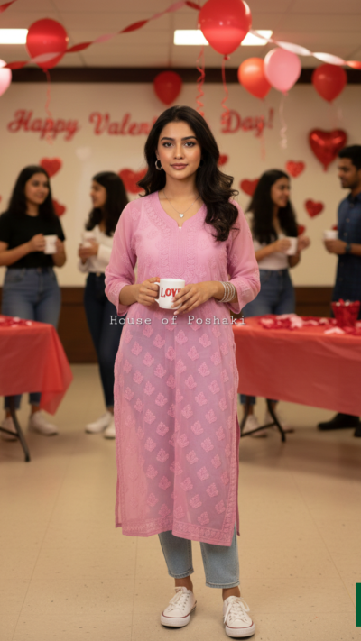 Georgette Buti Jaal Dual shade Kurti - Mauve