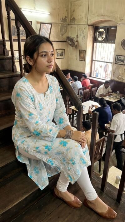 Mulmul Floral Straight Kurti - White