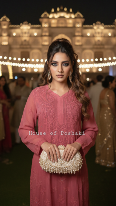 Viscose Cutdana Kurti - Pink