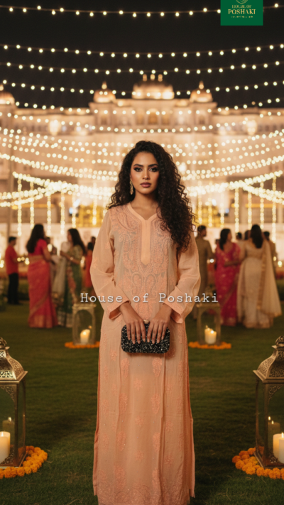 Viscose Cutdana Kurti - Peach