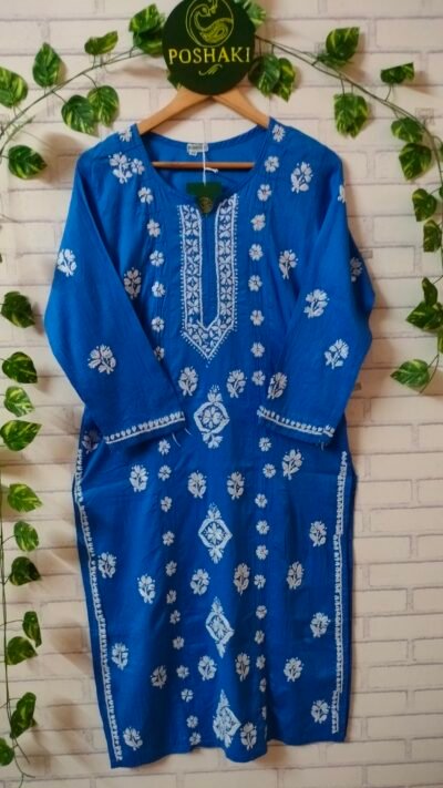 Cotton Pleat Kurti - Blue