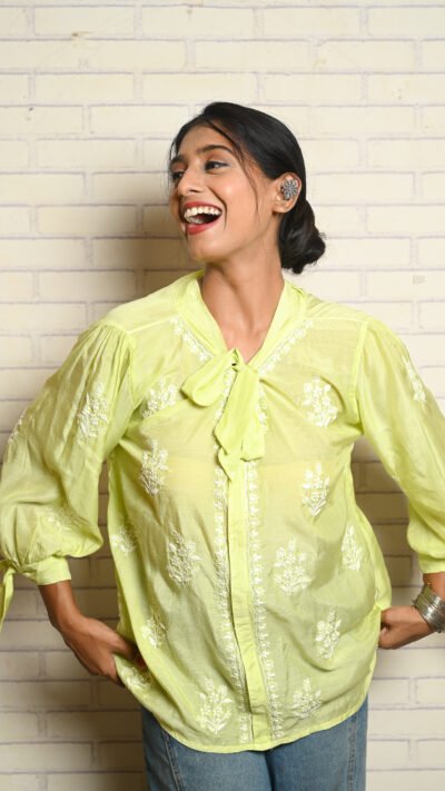 Muslin Tie-Top Lemon Yellow