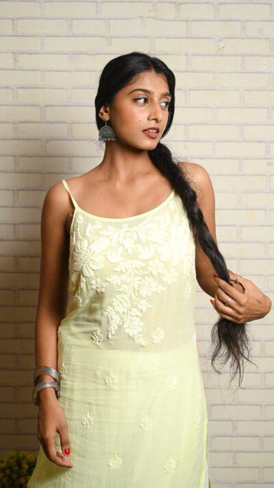 Gulbahar Viscose Strapy Short Kurti - Yellow