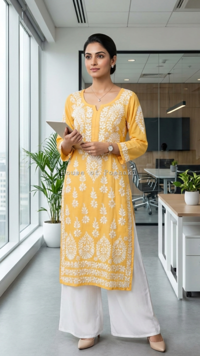 Haya Modal Heavy Kurti - Yellow