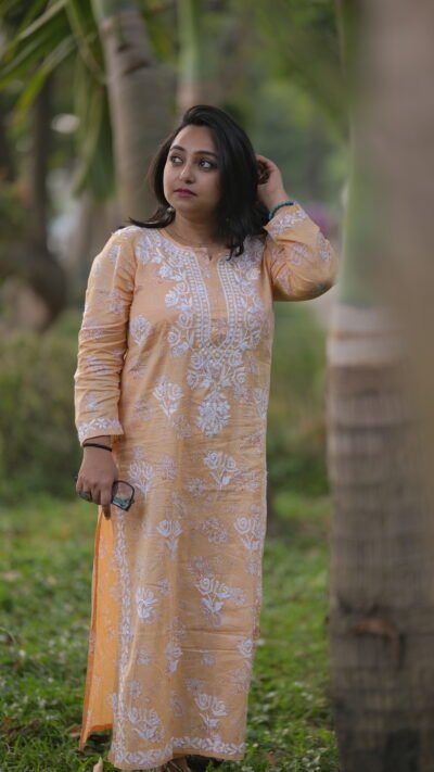 Hafiza Mulmul Co-ord set - Peach