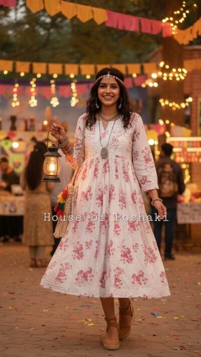 Mulmul Floral Gown - Pink